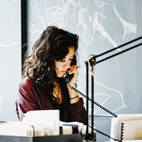 A woman on the phone